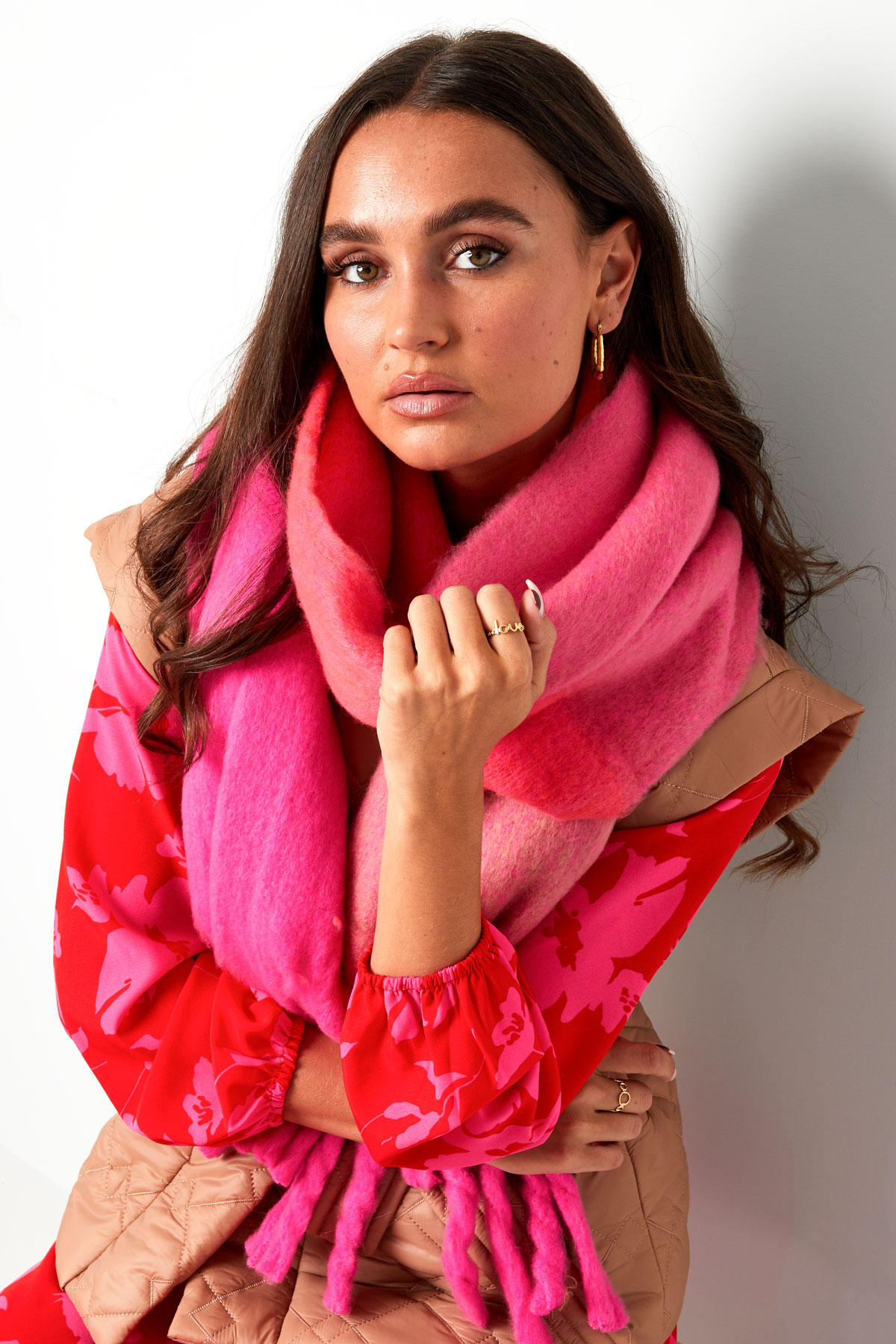 Sjaal lichte kleuren Rosé Polyester h5 Afbeelding8